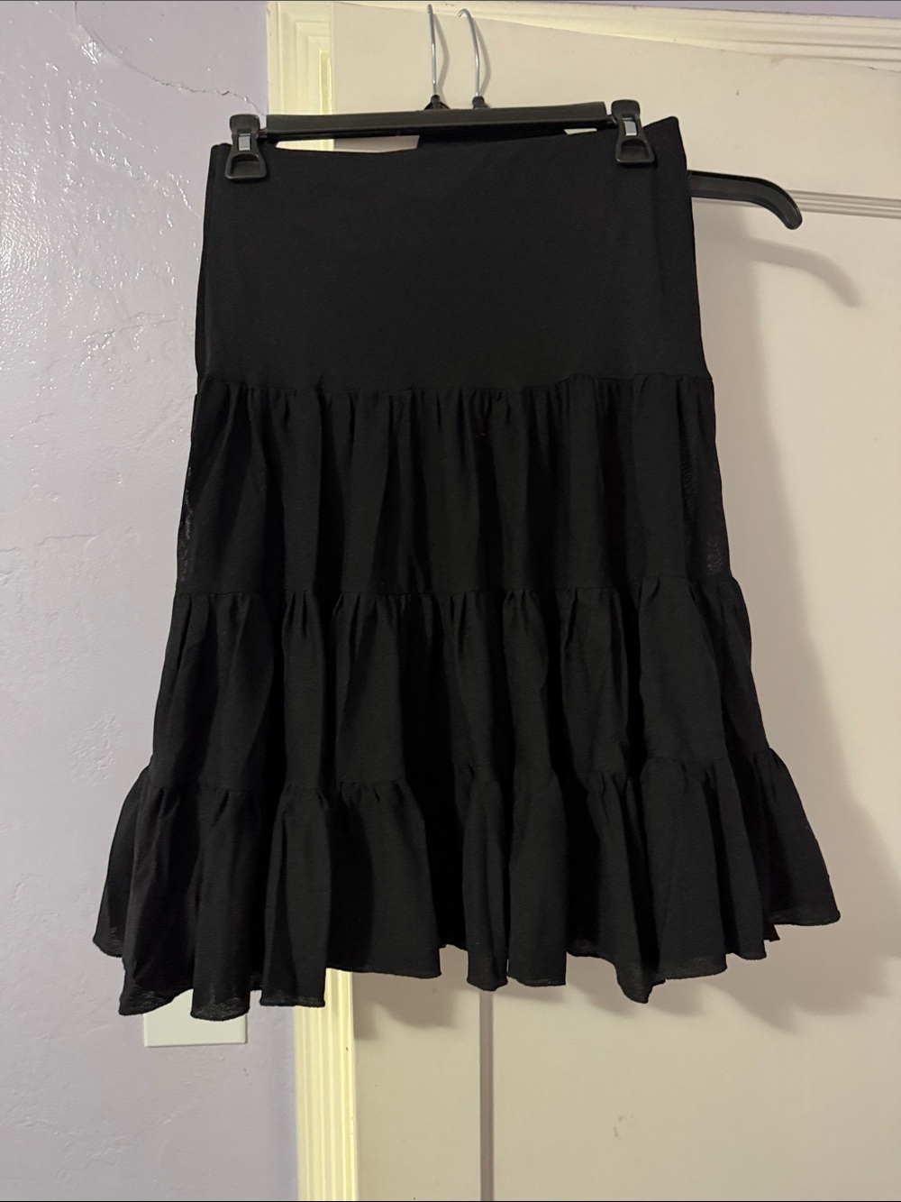Bebe tiered ruffle and pleated chiffon mini skirt
